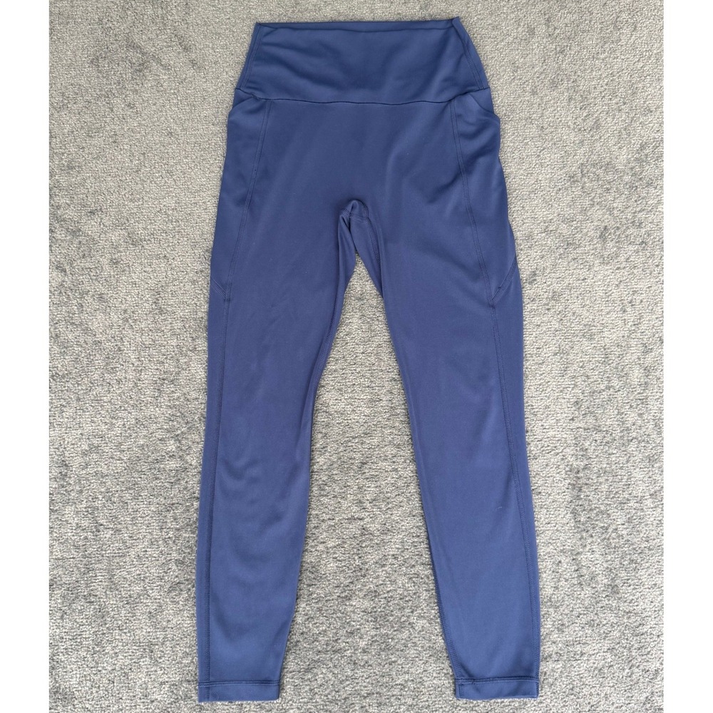 Uniqlo AIRism High Rise Active Leggings Navy Blue Side Pockets Large 465787
